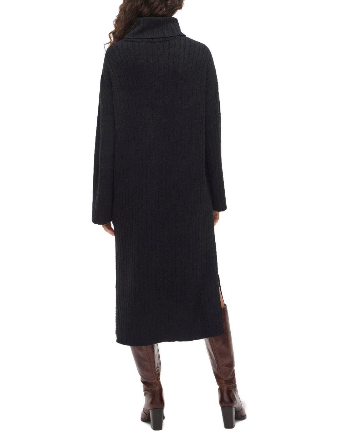 Vestido Vila Assia negro de punto largo cuello para mujer