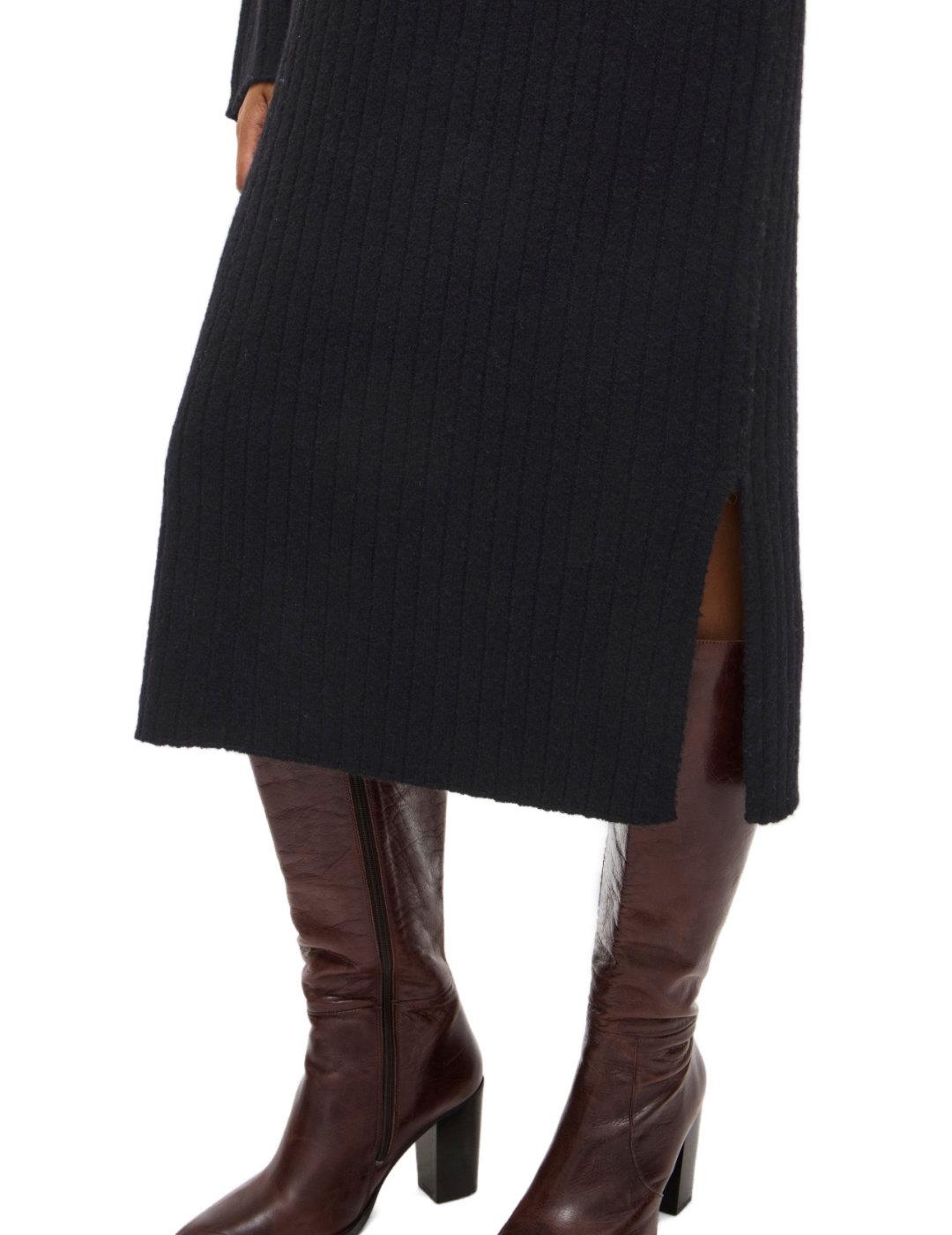 Vestido Vila Assia negro de punto largo cuello para mujer