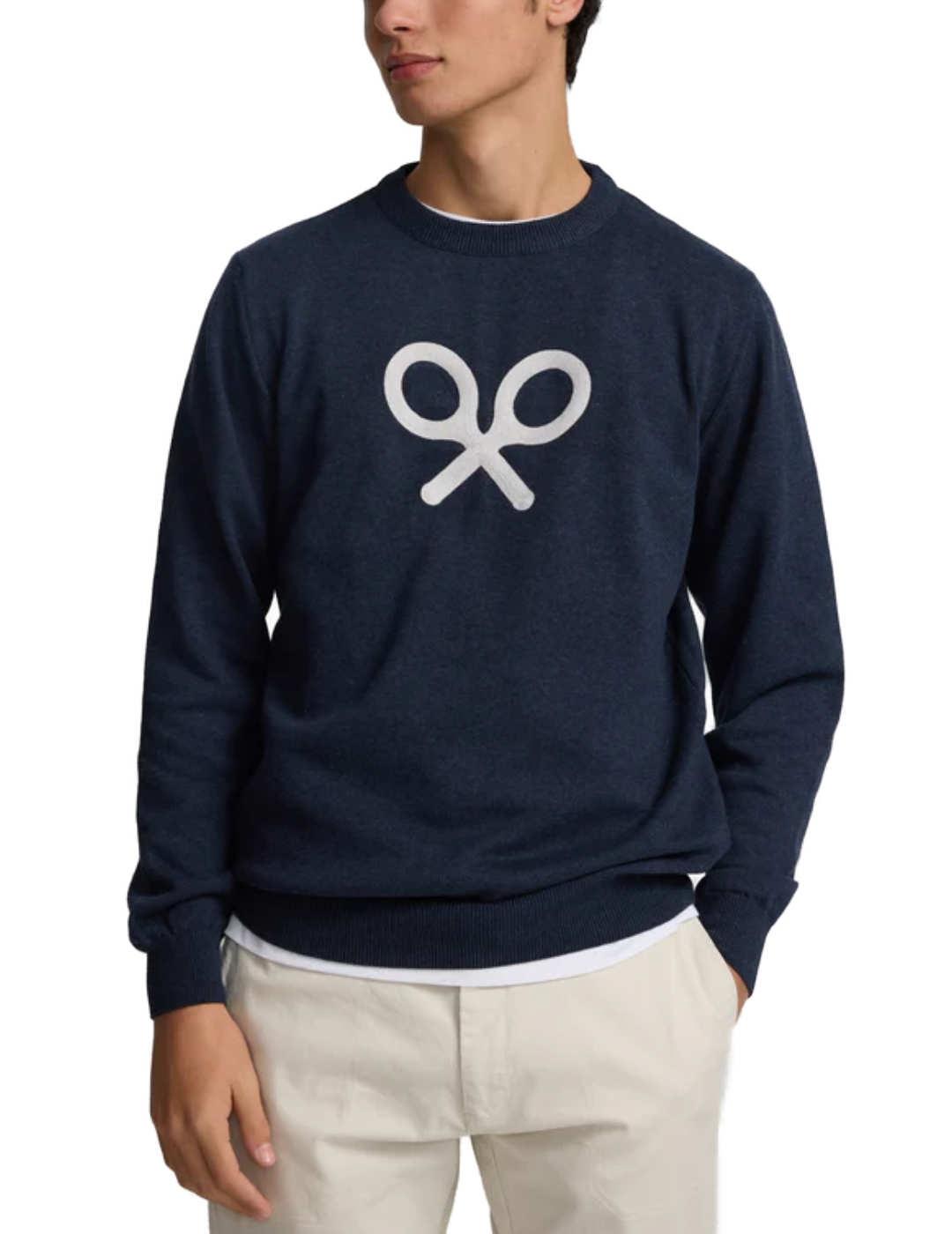 Jersey Silbon raqueta frontal marino de punto para hombre