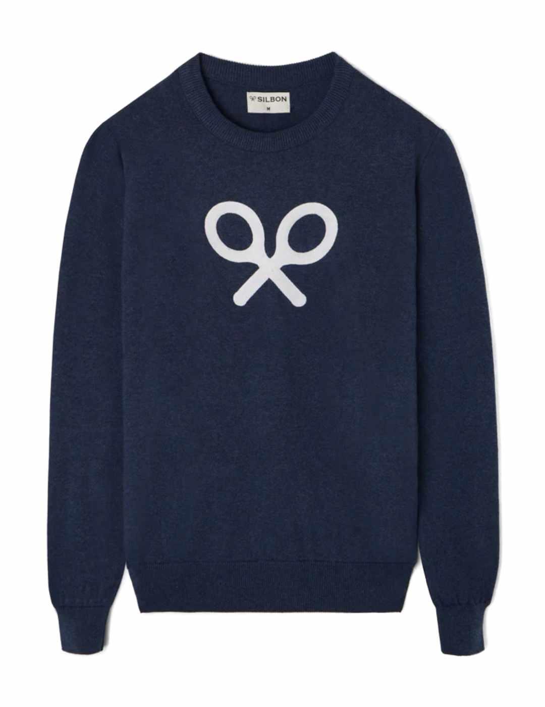 Jersey Silbon raqueta frontal marino de punto para hombre