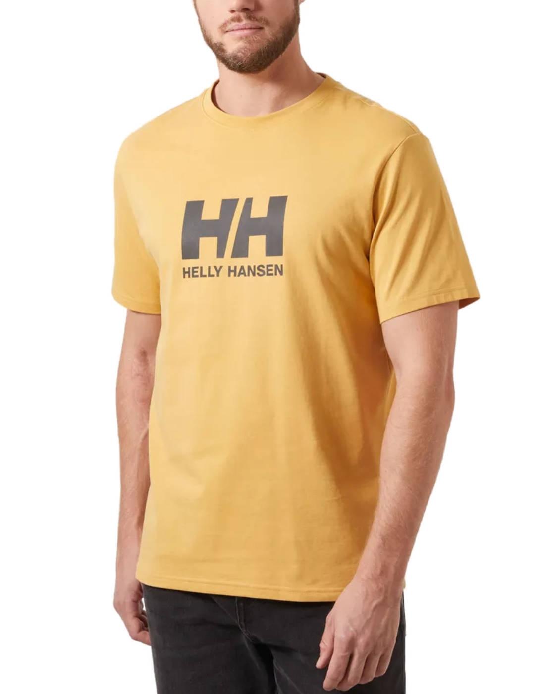 Camiseta Helly Hansen logo amarilla manga corta de hombre