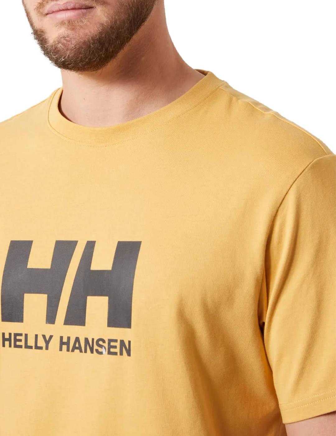 Camiseta Helly Hansen logo amarilla manga corta de hombre