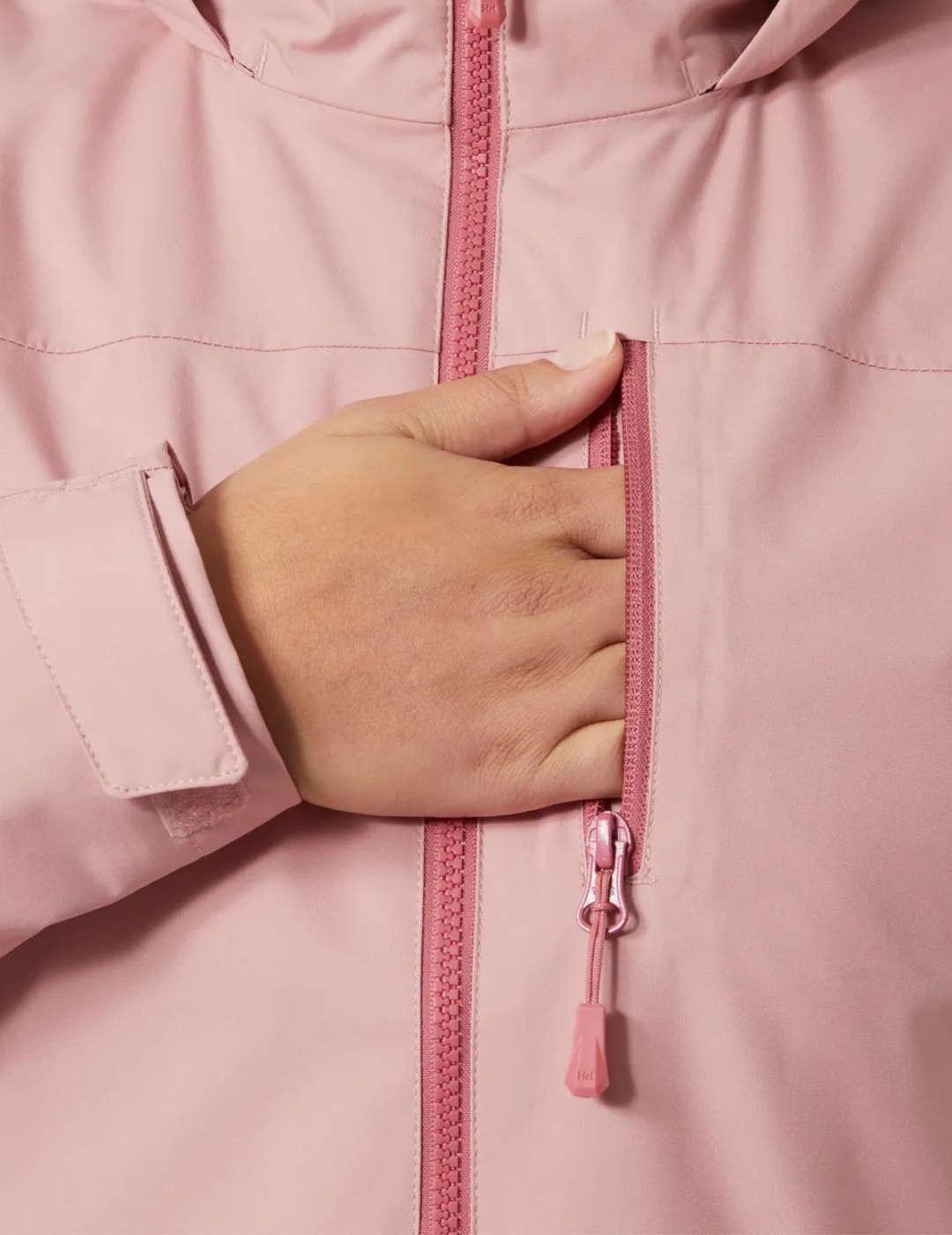 Chaqueta Helly Hansen Crew rosa cortavientos polar de mujer