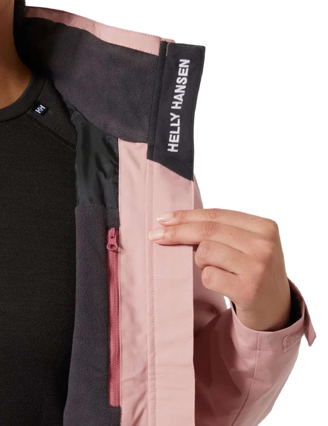 Chaqueta Helly Hansen Crew rosa cortavientos polar de mujer