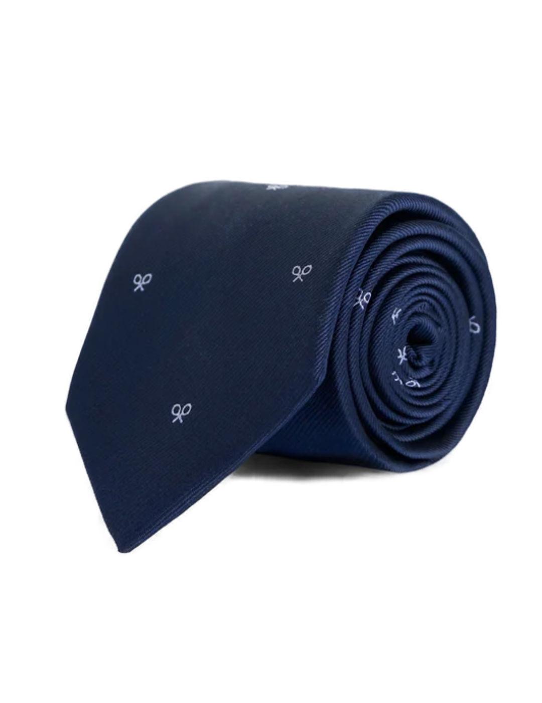 Corbata Silbon azul marino raquetas de seda para hombre