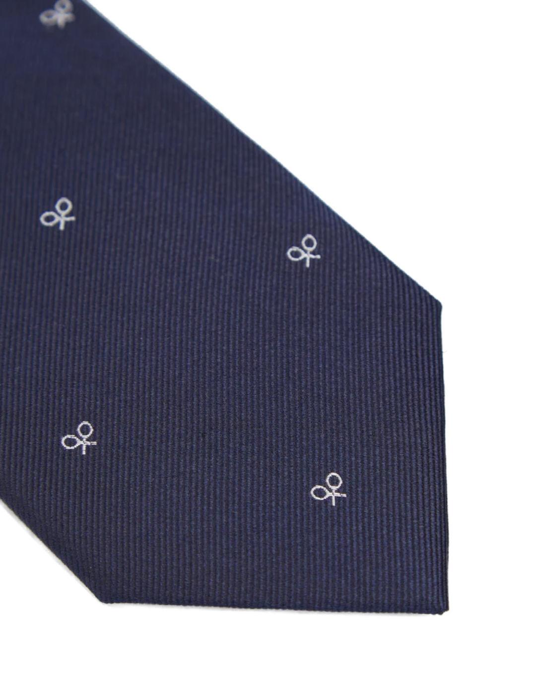 Corbata Silbon azul marino raquetas de seda para hombre