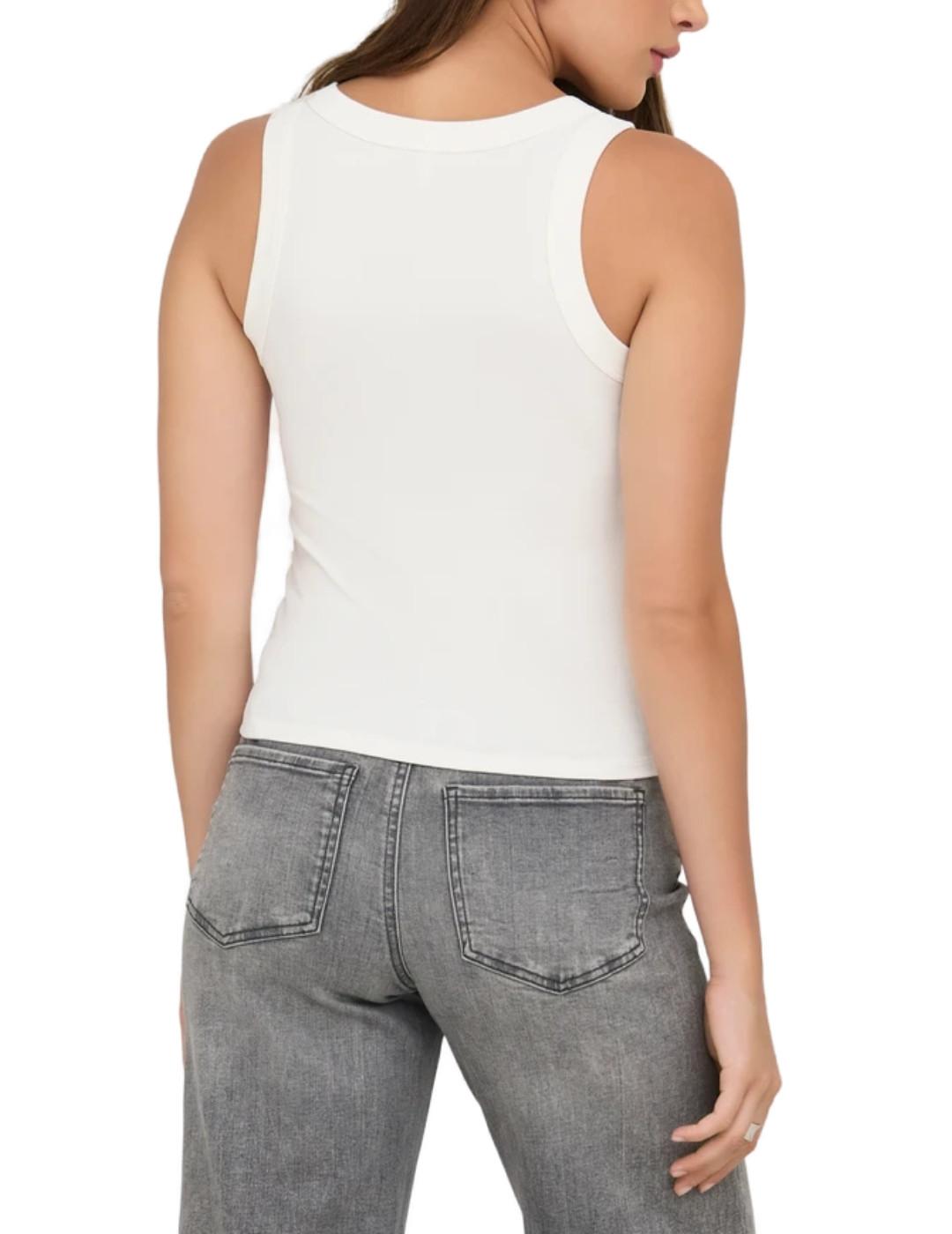 Camiseta Only Arnhem blanca sisa detalle brillos para mujer