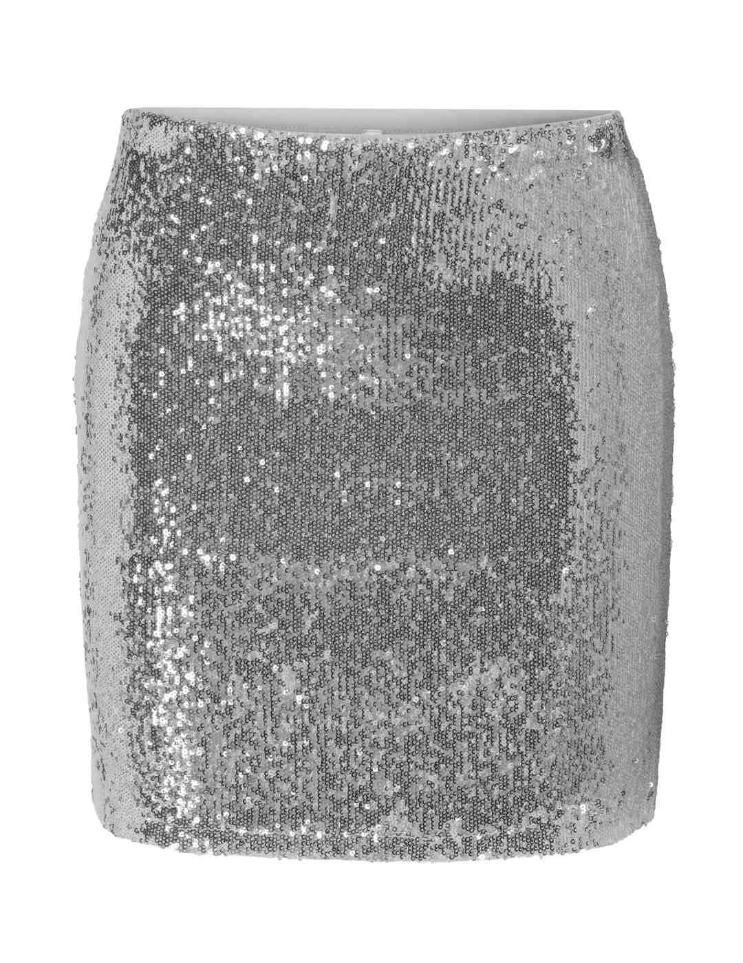 Falda mini Only Simone plateada lentejuelas para mujer