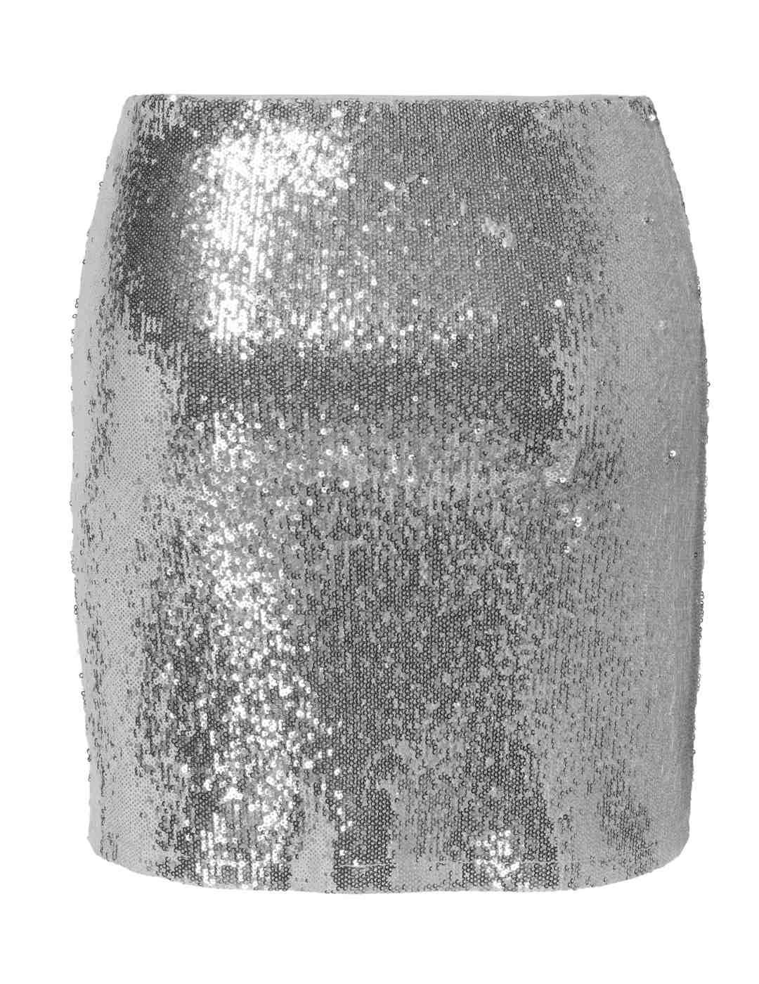 Falda mini Only Simone plateada lentejuelas para mujer