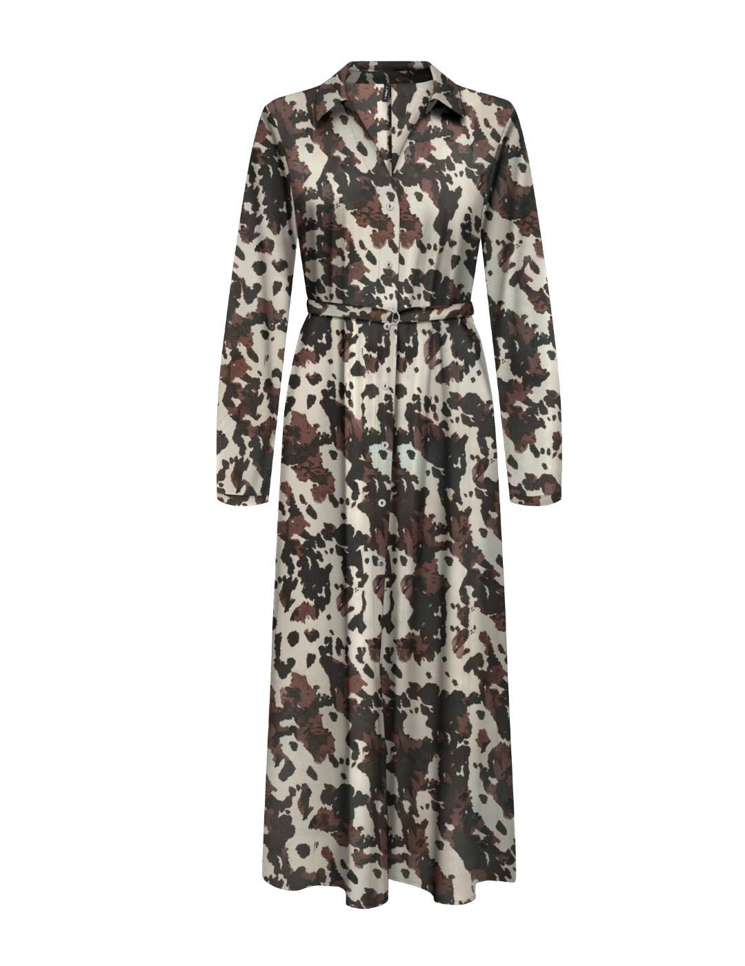 Vestido Only Nova largo marrón manchas para mujer