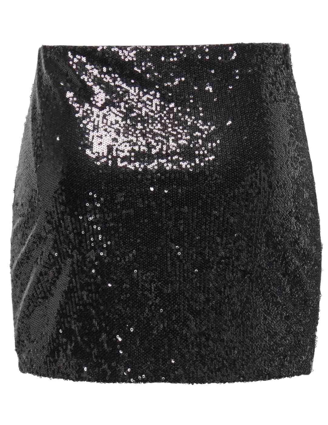 Falda mini Only Simone negra lentejuelas para mujer