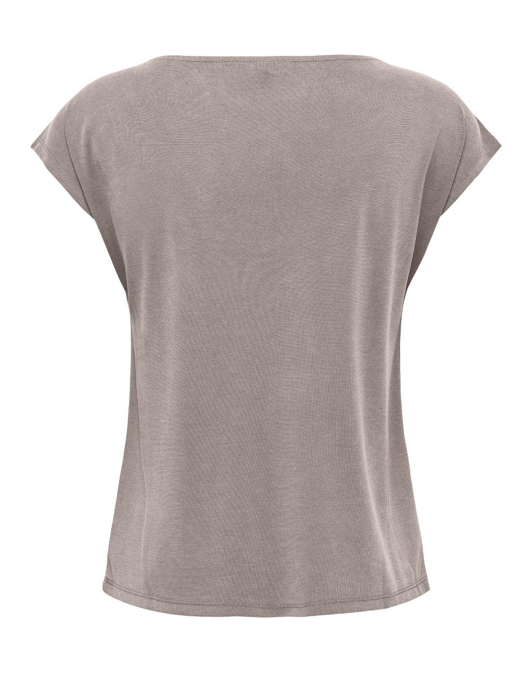 Camiseta Only Free gris cuello V manga japonesa de mujer