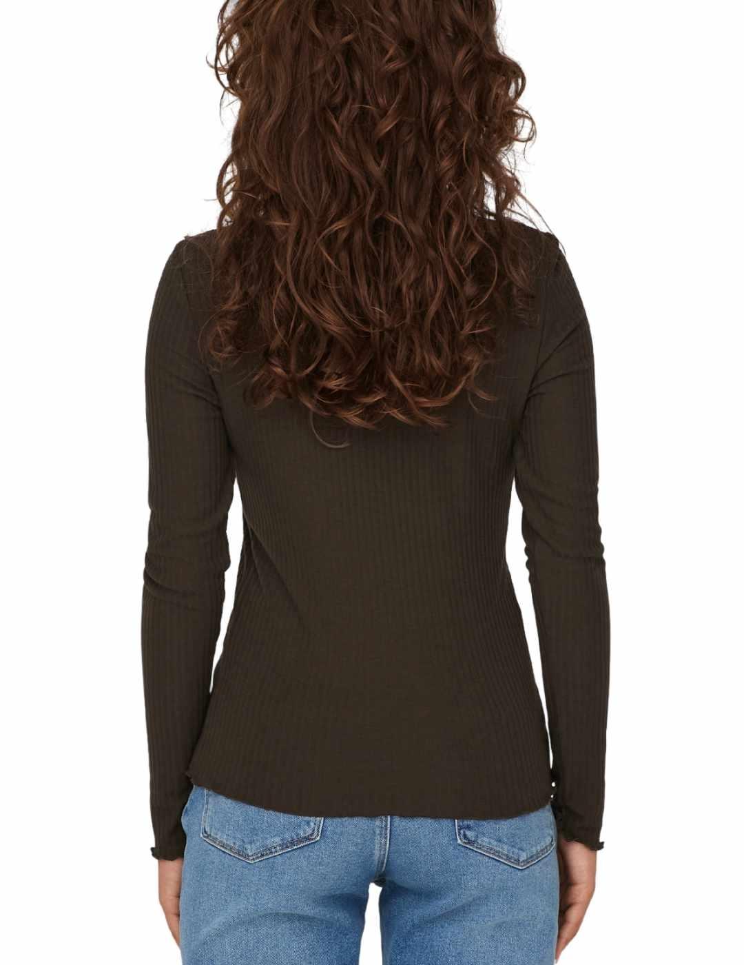 Jersey Only Emma marrón oscuro manga larga de mujer