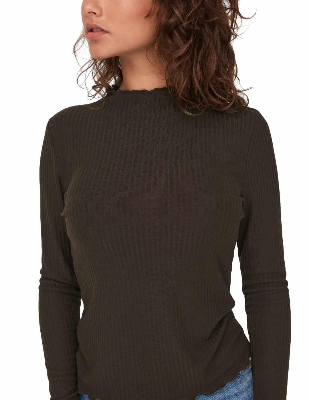 Jersey Only Emma marrón oscuro manga larga de mujer