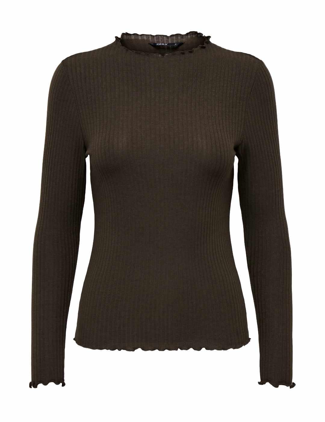 Jersey Only Emma marrón oscuro manga larga de mujer