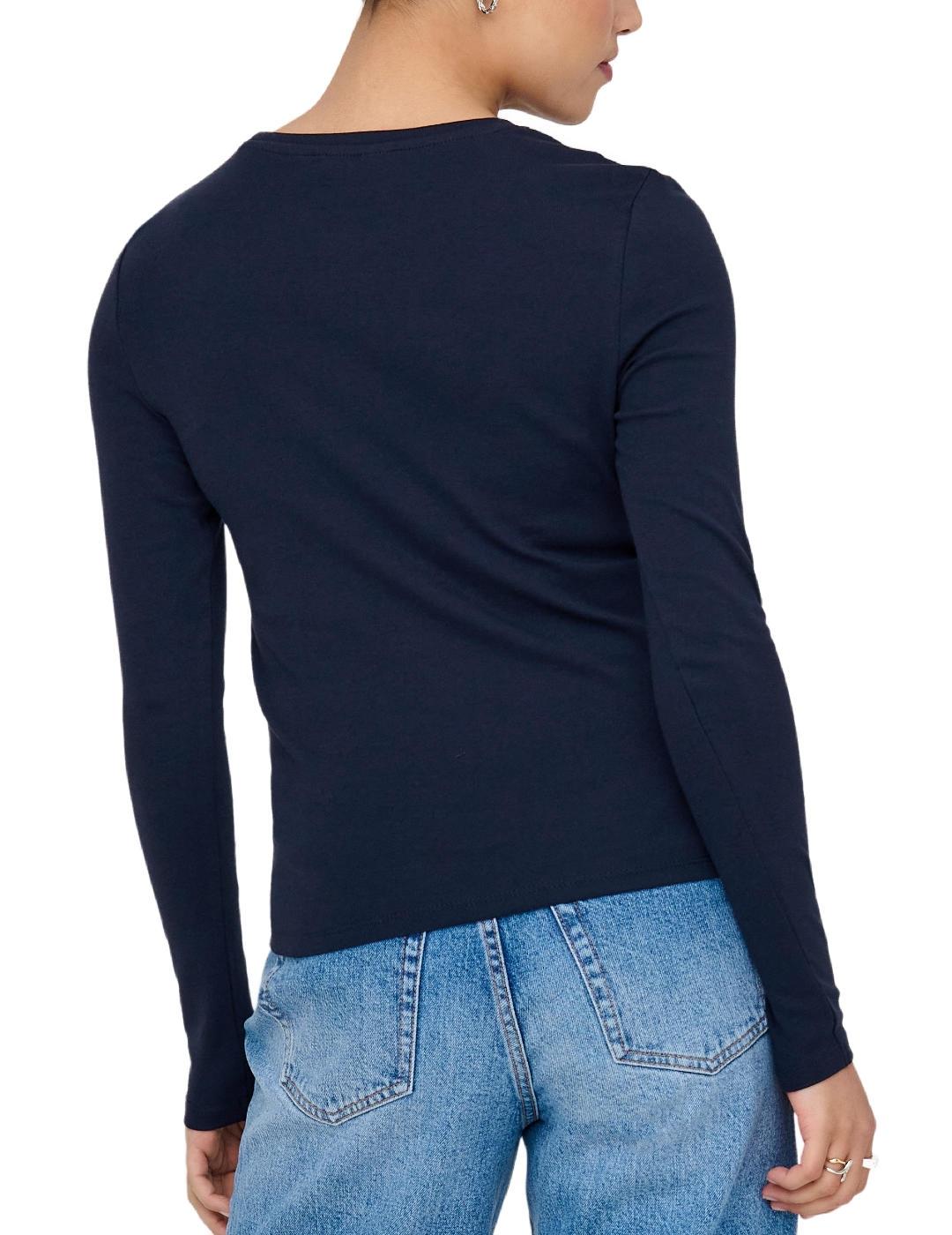 Camiseta Only Riley azul marinovmanga larga para mujer