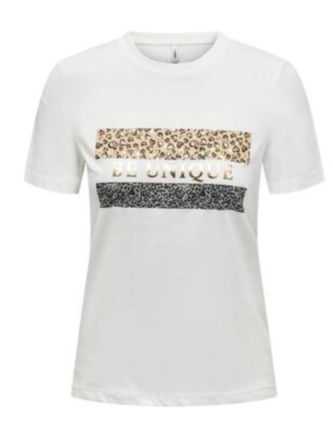Camiseta Only Tanya blanca texto unique manga corta de mujer