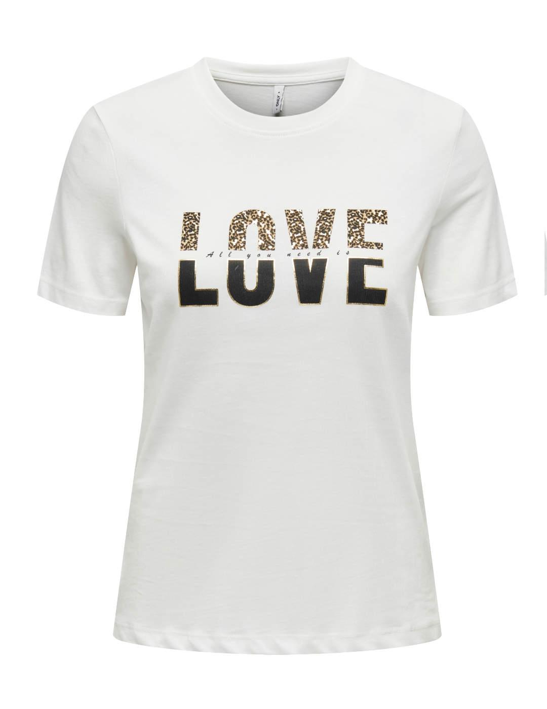 Camiseta Only Tanya blanca texto love manga corta de mujer