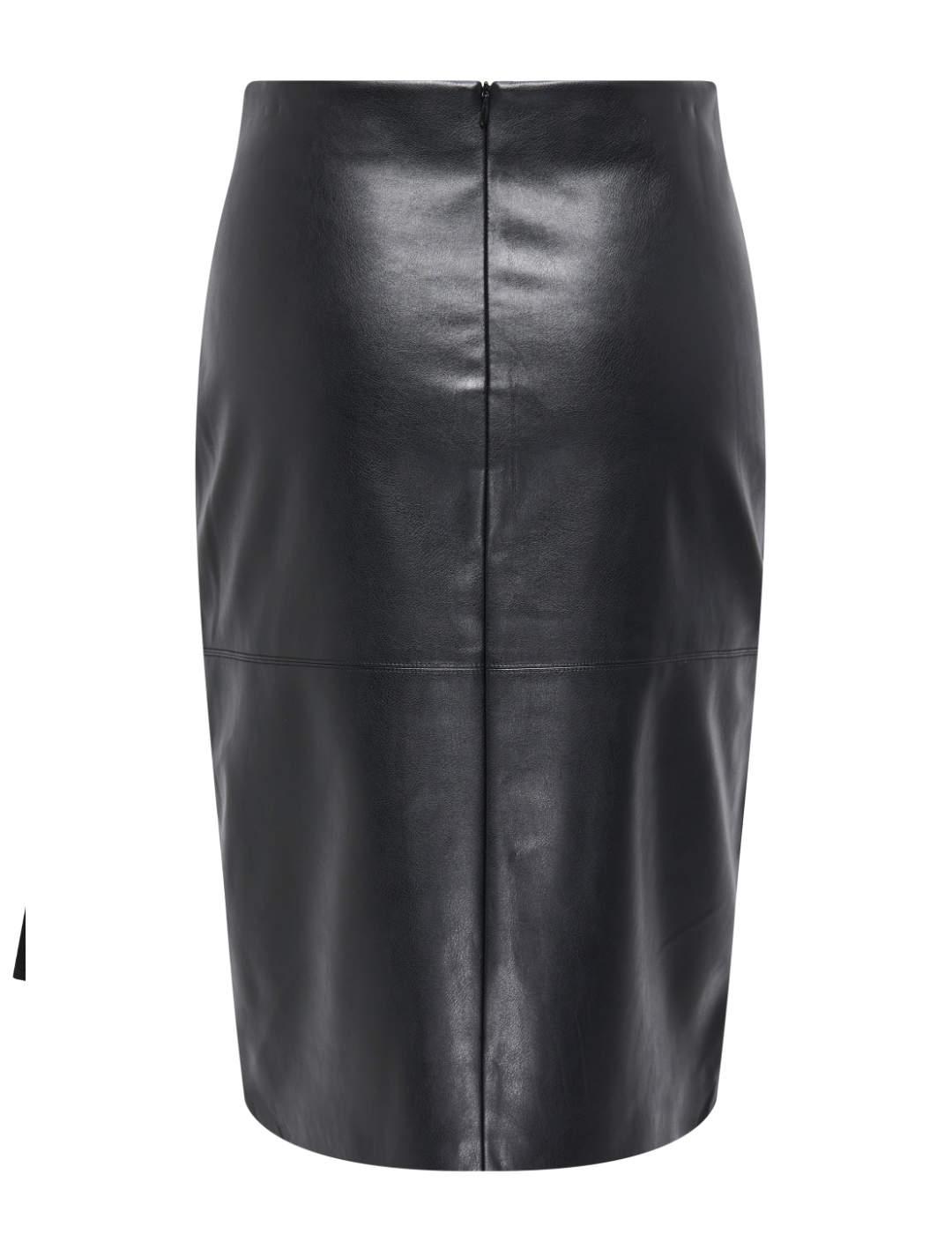 Falda Only Nicky midi polipiel negra de mujer