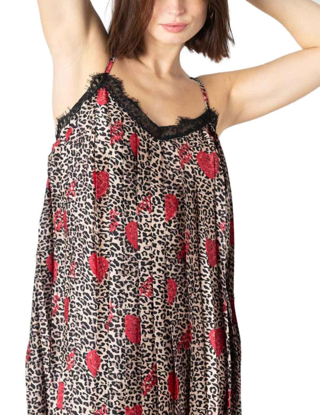 Vestido Animosa Rockmantic Womanroja leopardo para mujer
