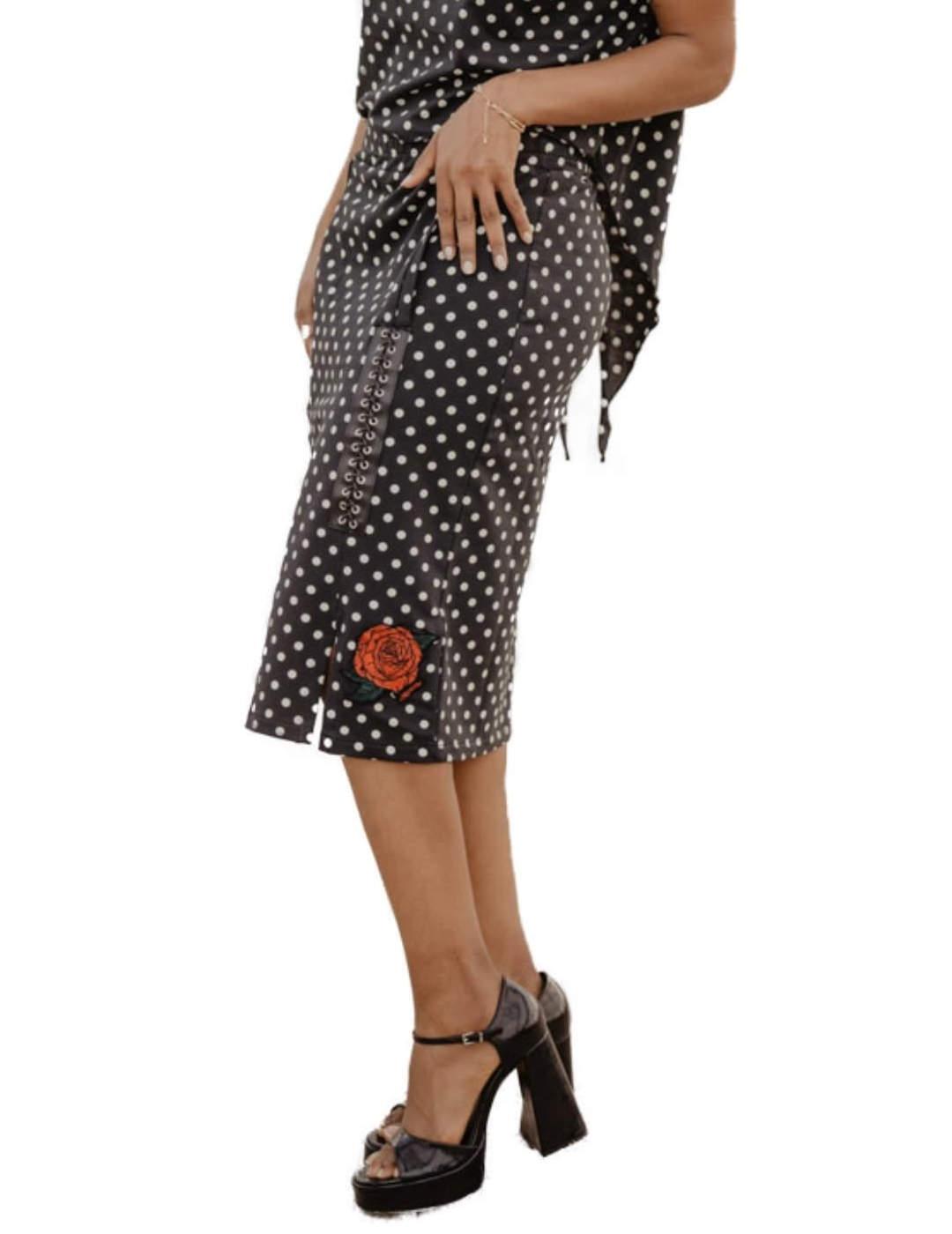 Falda Animosa Betty Grable negra lunares blancos de mujer