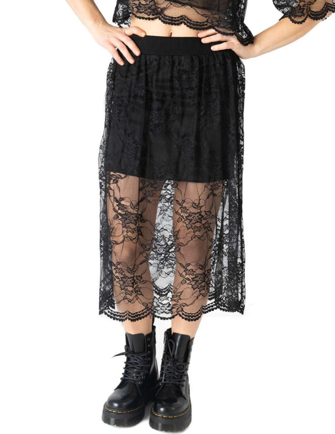 Falda Animosa Bette Davis negra encaje para mujer