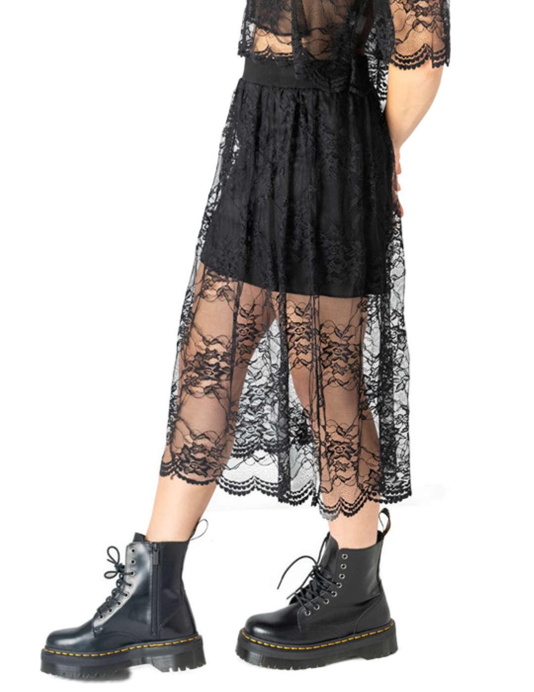 Falda Animosa Bette Davis negra encaje para mujer