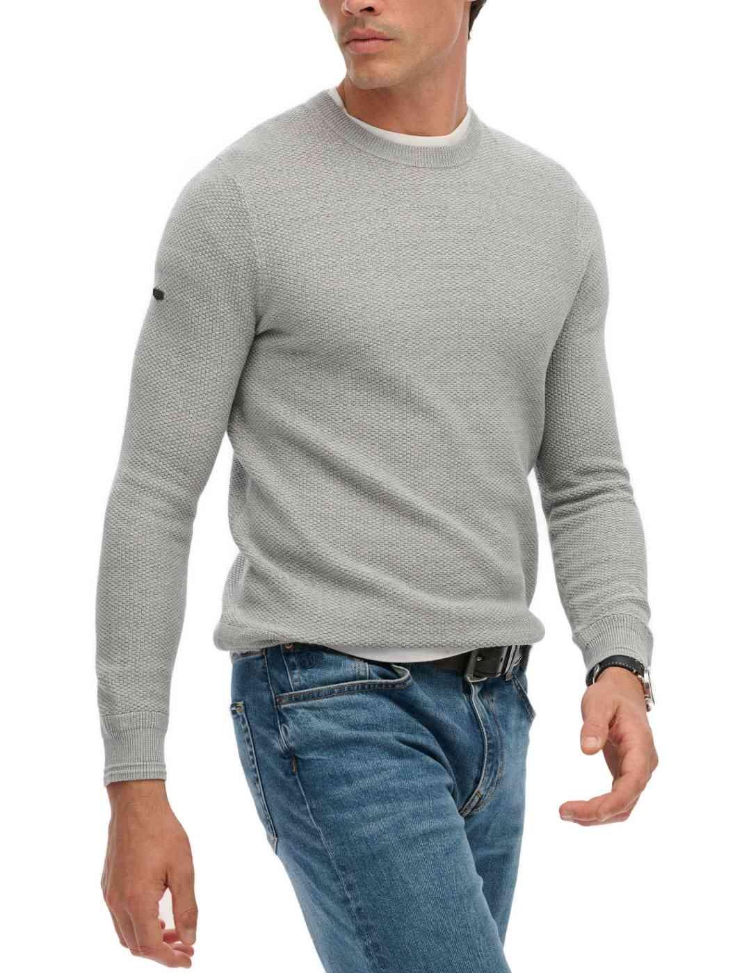 Jersey Superdry gris tejido texturizado para hombre