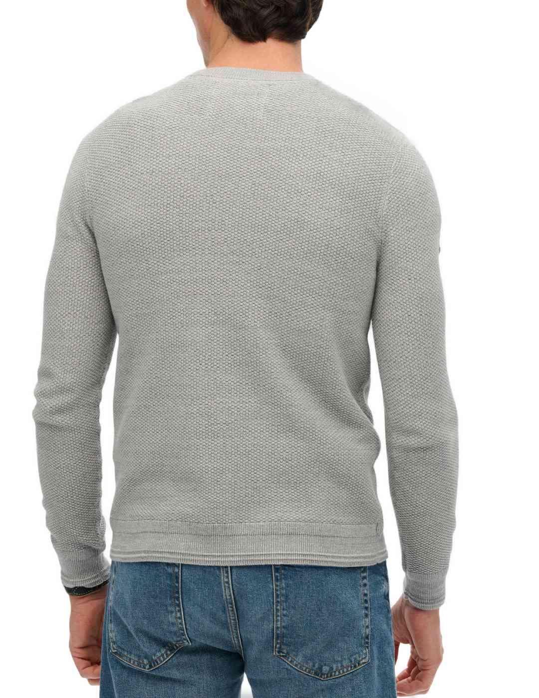 Jersey Superdry gris tejido texturizado para hombre