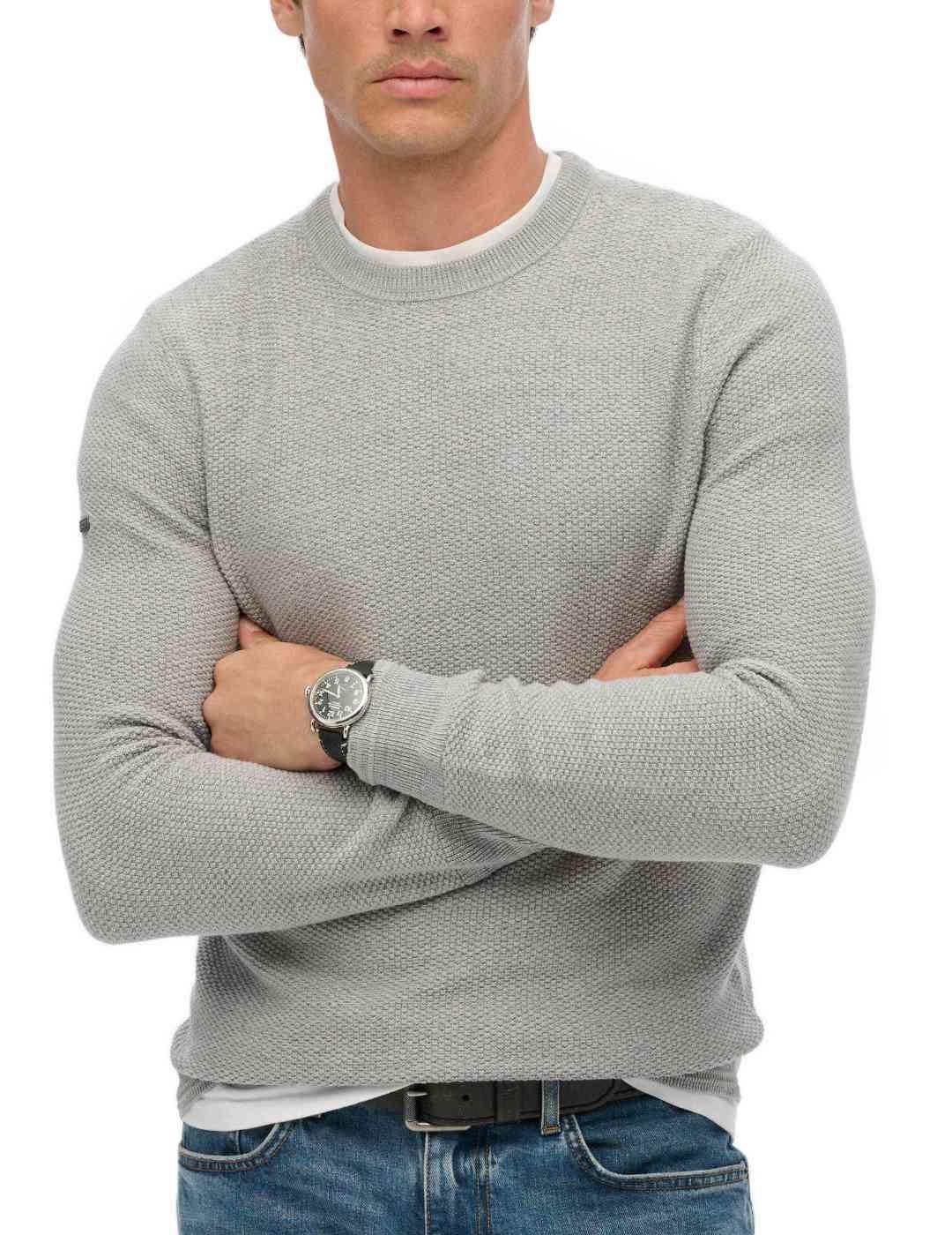 Jersey Superdry gris tejido texturizado para hombre