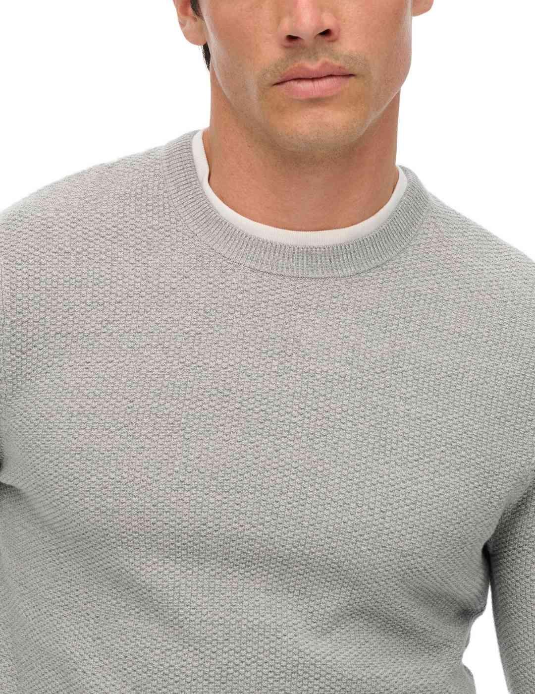 Jersey Superdry gris tejido texturizado para hombre