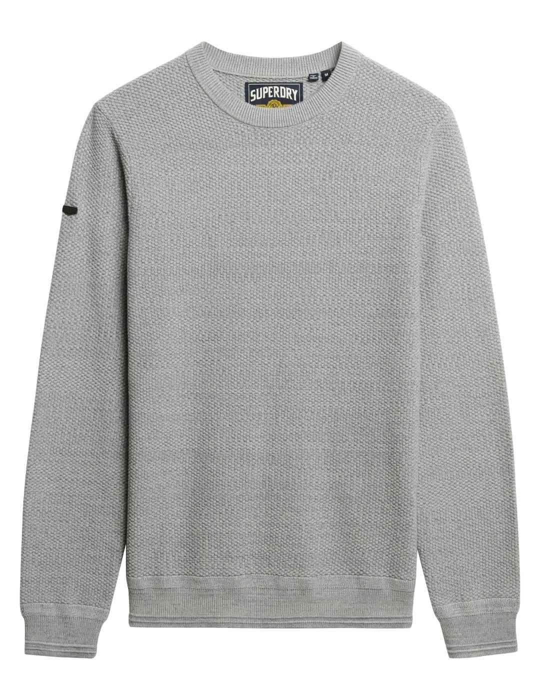 Jersey Superdry gris tejido texturizado para hombre