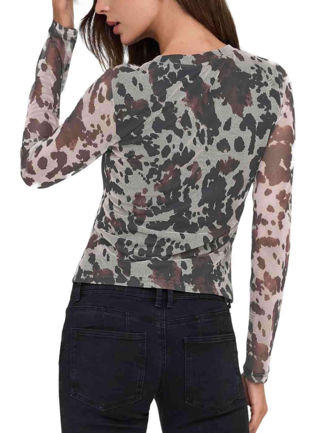 Camiseta Only Nova tul animal print manga larga para mujer