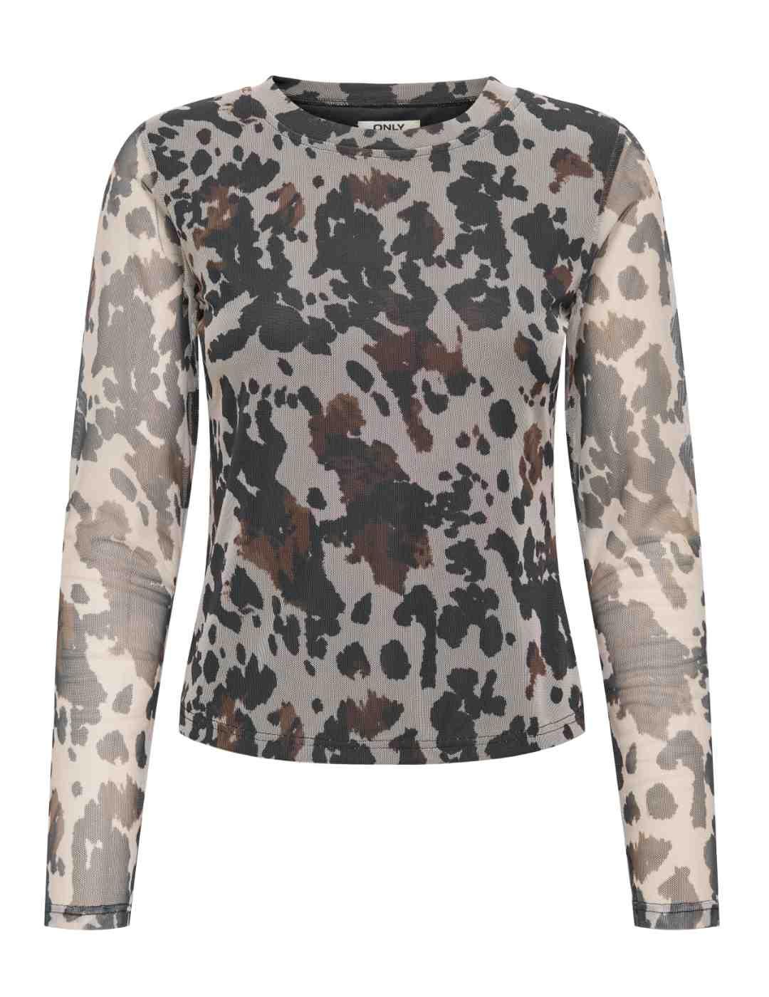 Camiseta Only Nova tul animal print manga larga para mujer