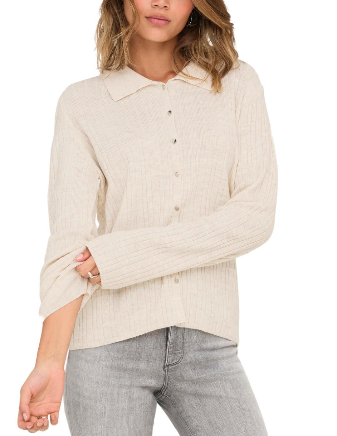 Cárdigan Only Thea beige manga larga botones para mujer