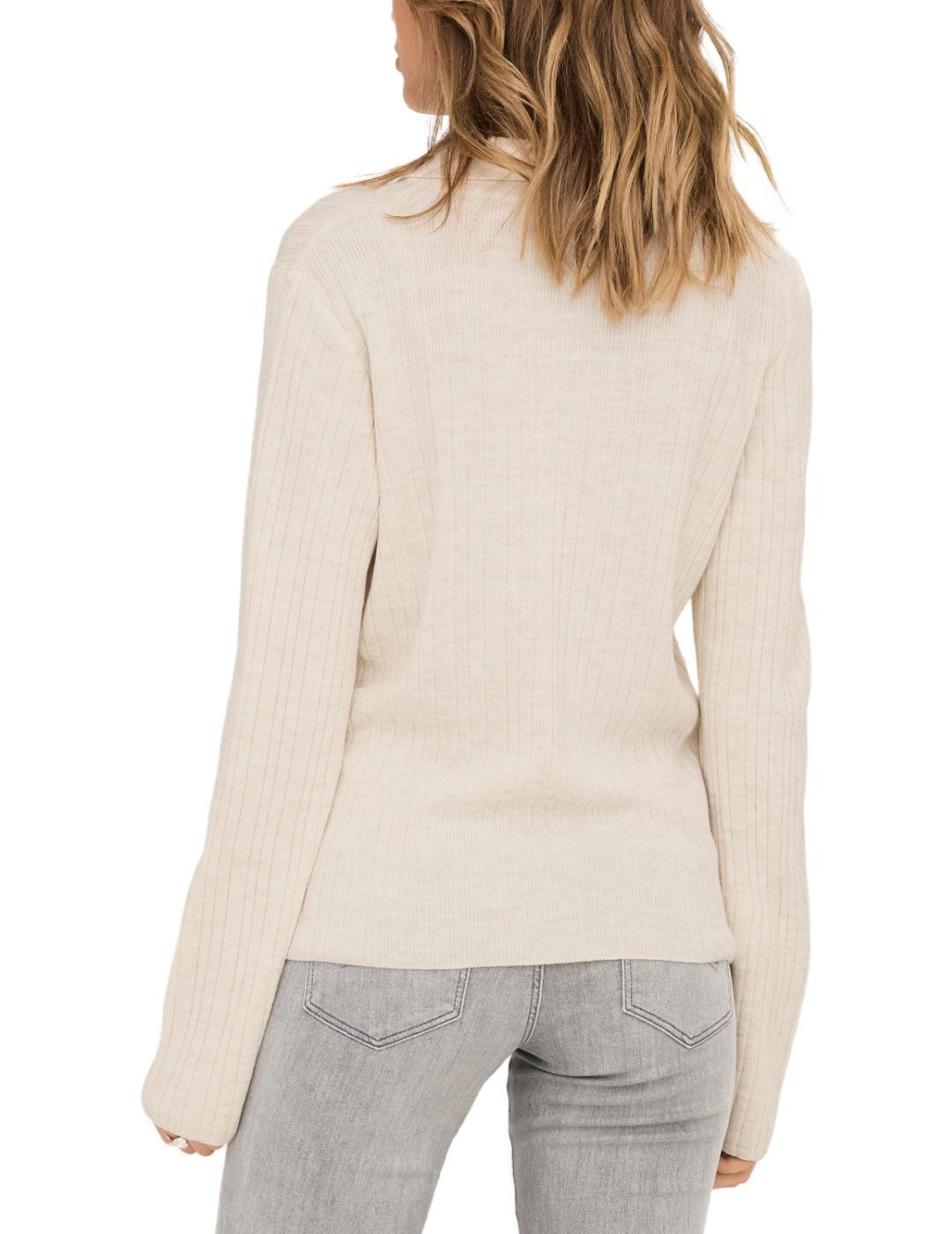 Cárdigan Only Thea beige manga larga botones para mujer