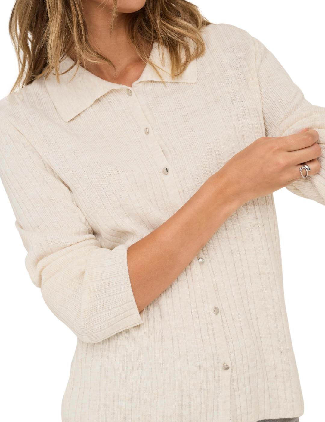 Cárdigan Only Thea beige manga larga botones para mujer