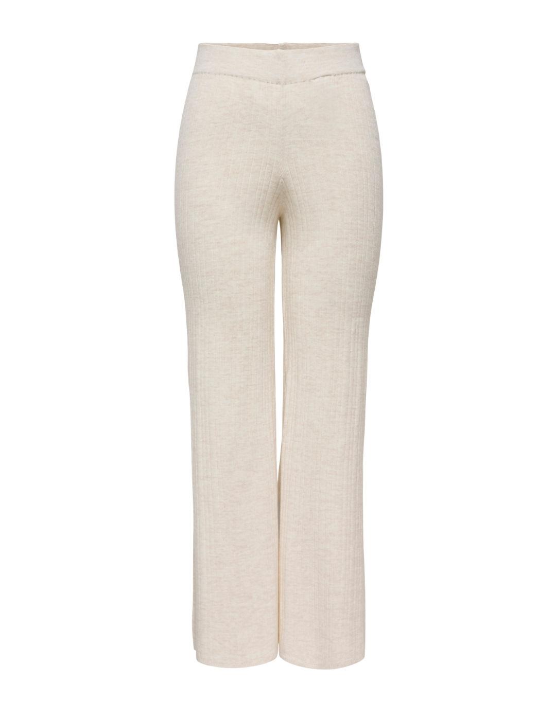 Pantalón Only Thea beige punto acanalado flare para mujer