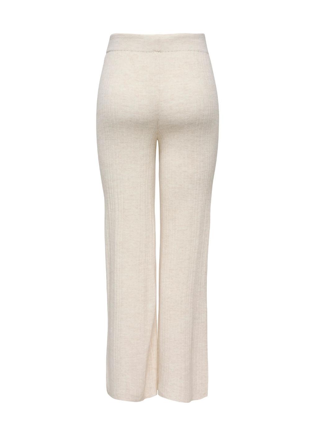 Pantalón Only Thea beige punto acanalado flare para mujer