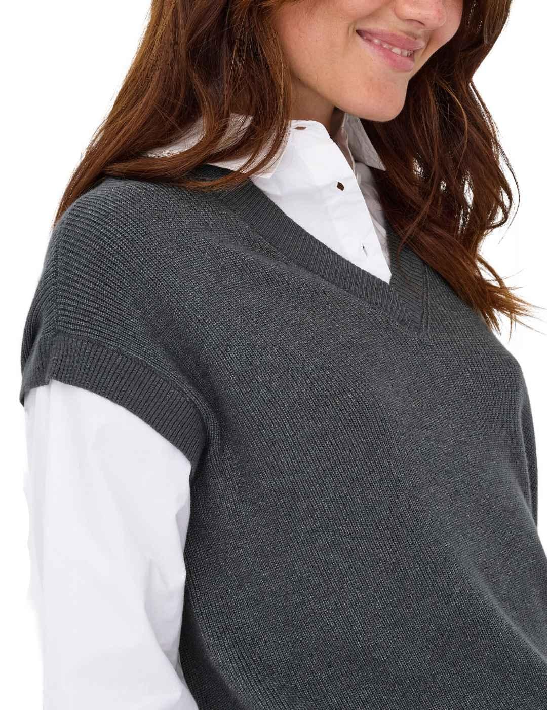 Jersey Only Payson blanco chaleco gris con camisa para mujer