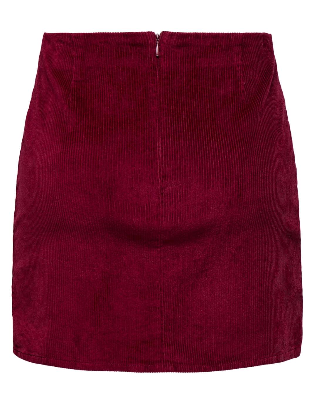 Falda Only Leni corta granate de pana para mujer