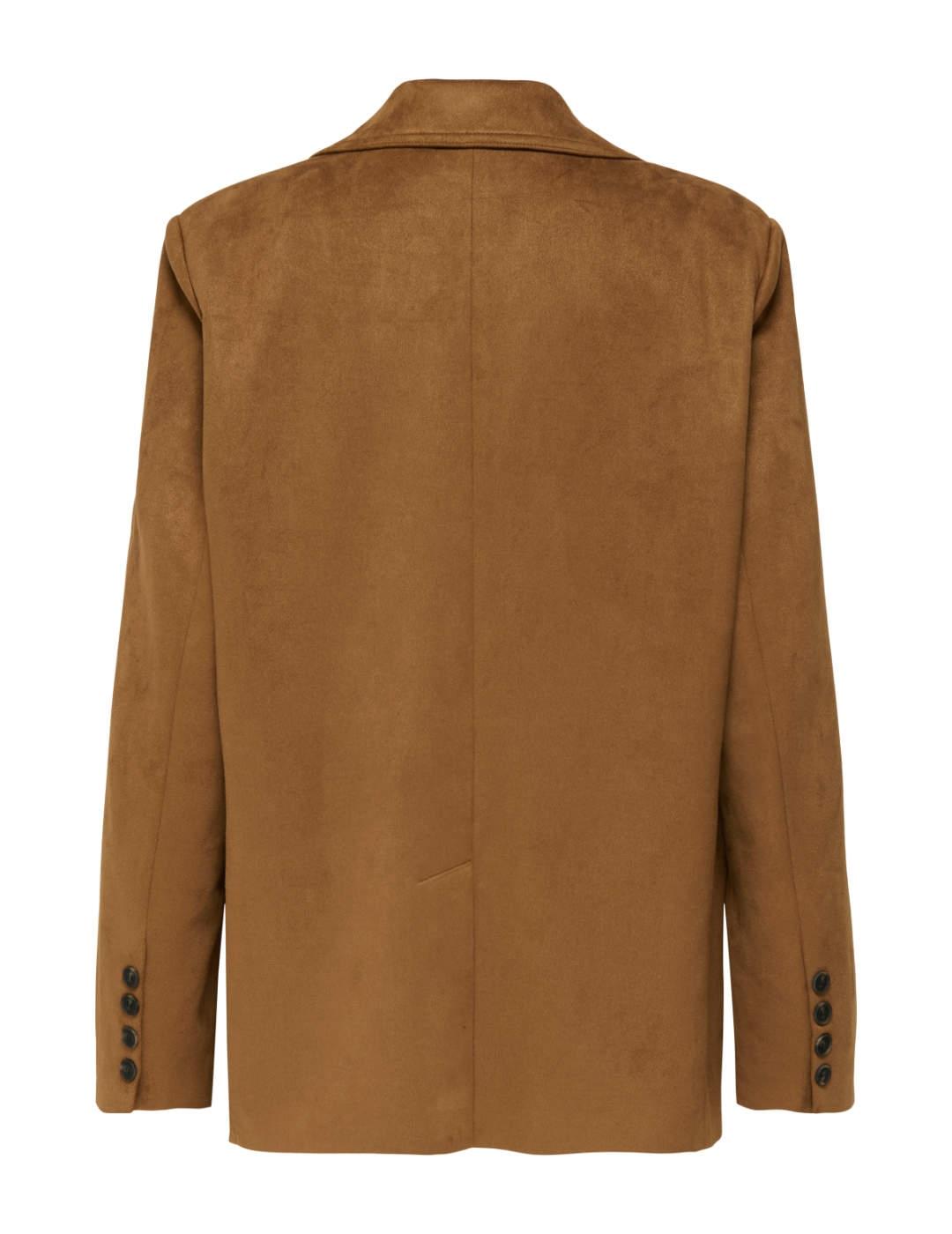 Blazer Only Ina corte clásico efecto ante camel de mujer