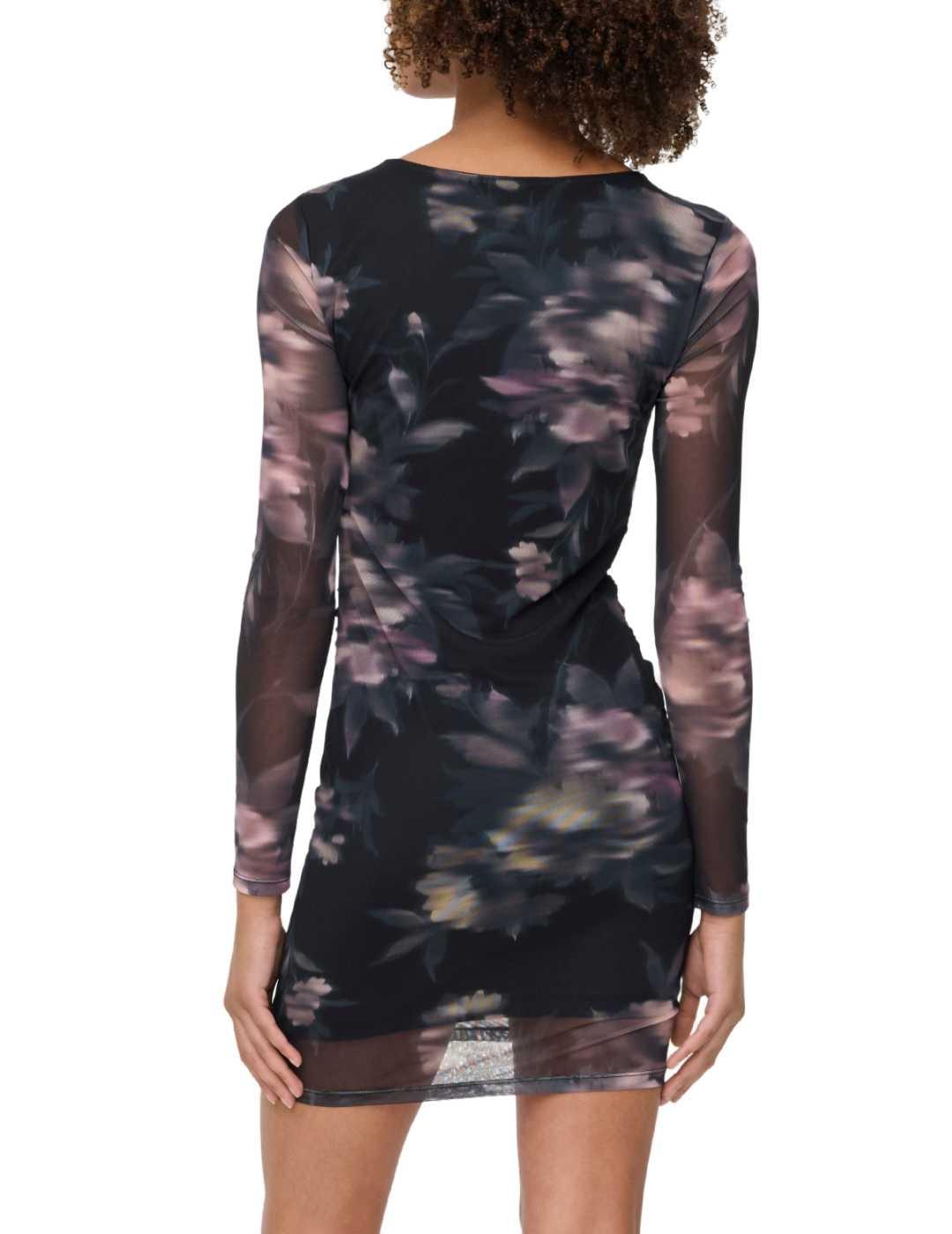 Vestido Only Kaya negro tul estampado flores para mujer