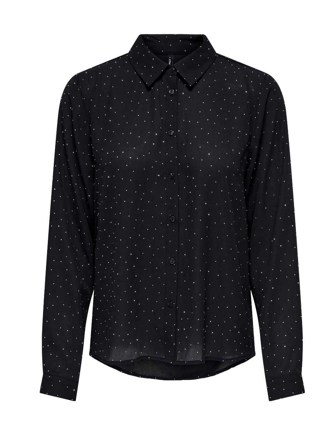 Camisa Only Zeke con detalles en brillo negra topos de mujer