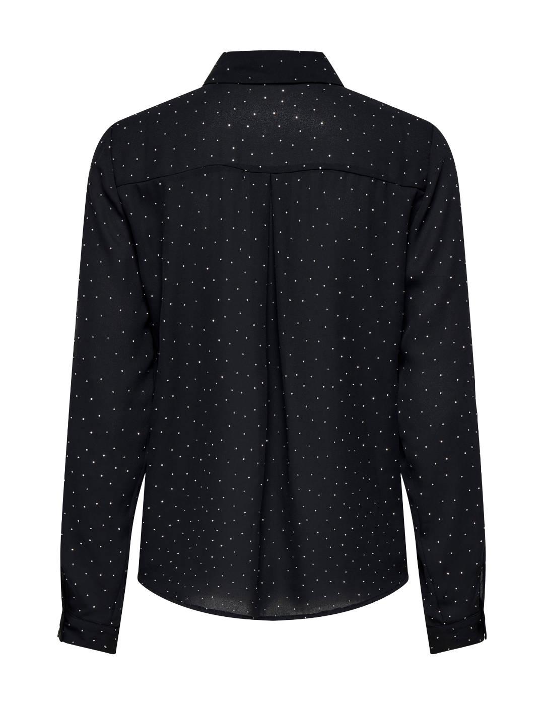 Camisa Only Zeke con detalles en brillo negra topos de mujer