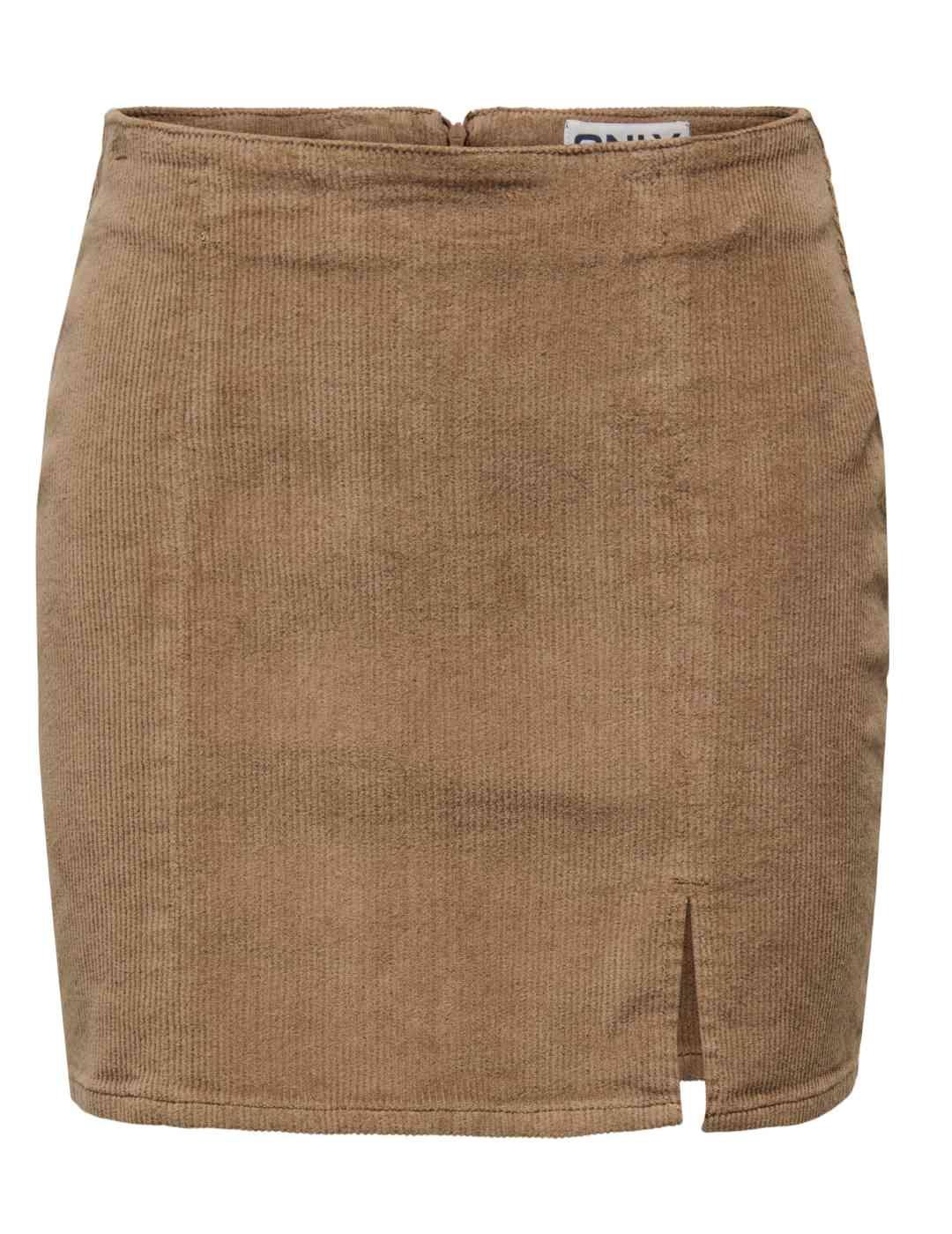 Falda Only Leni corta camel de pana para mujer