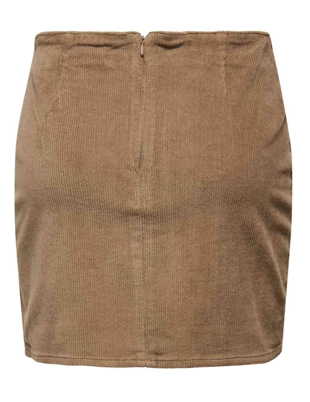 Falda Only Leni corta camel de pana para mujer
