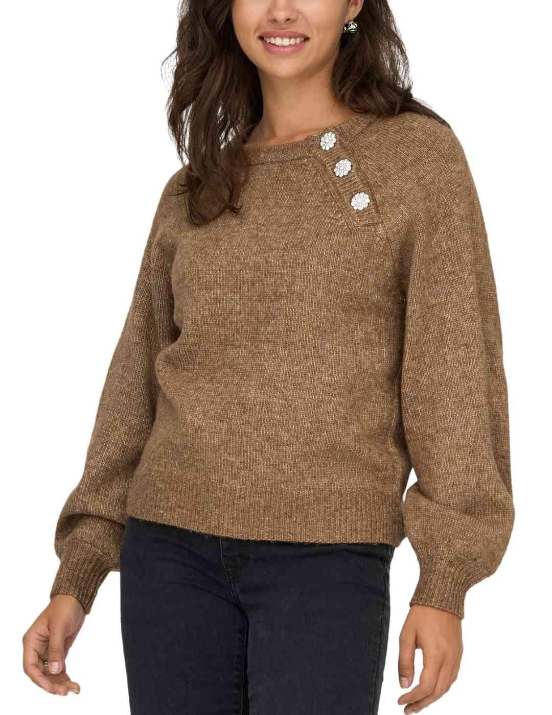Jersey Only Lauren botones camel de punto para mujer