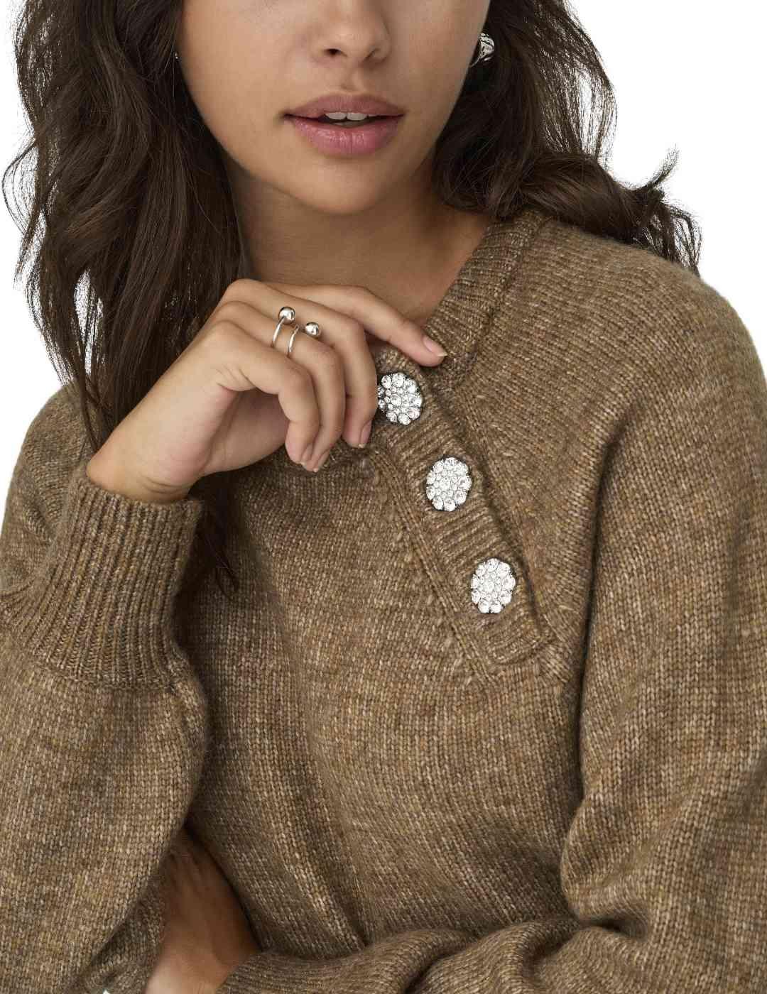 Jersey Only Lauren botones camel de punto para mujer