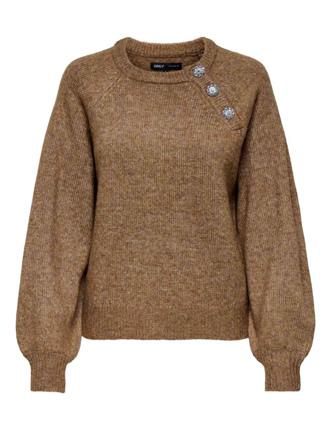 Jersey Only Lauren botones camel de punto para mujer
